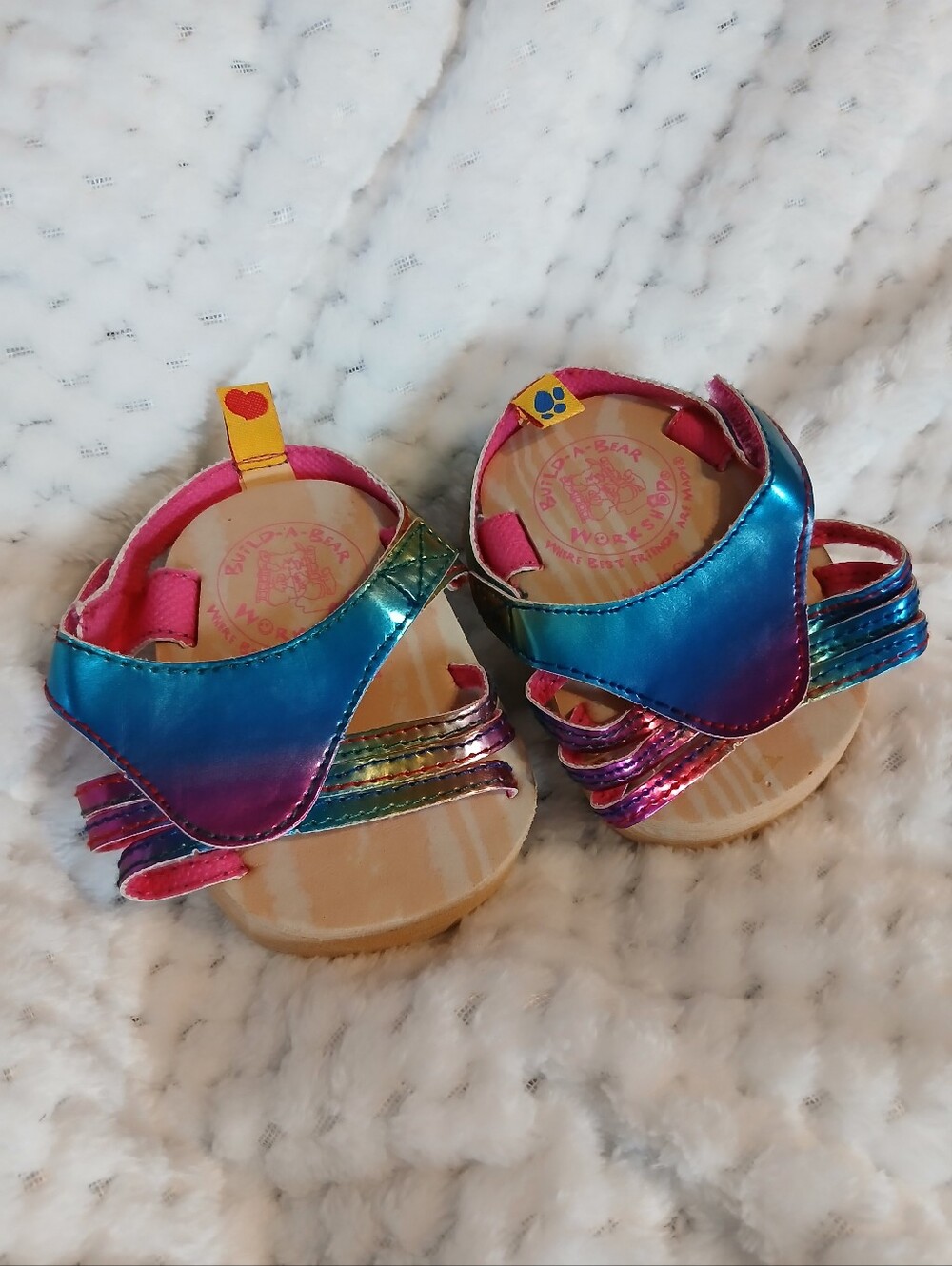 3/$8 Build-a-Bear Rainbow Sandals Plush Stuffed Accessories Shoes Kids Toy Doll